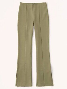 Abercrombie | High Rise Ponte Split Hem Slim Flare Pants Olive Green | Medium